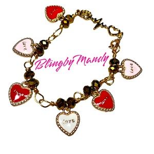 Valentines theme charm bracelet Betsy Johnson like charms